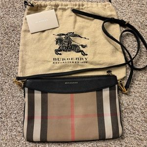 Burberry Check and Gold Leather Crossbody Bag